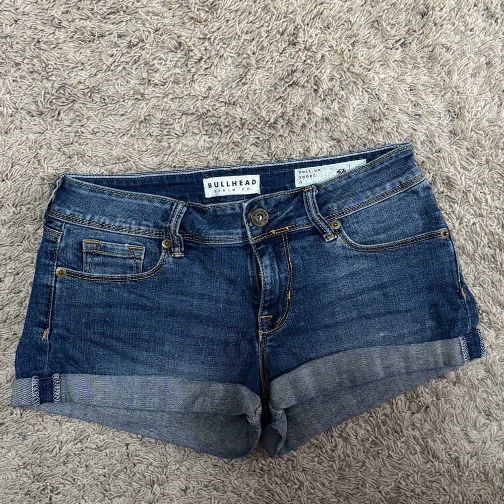 Bullhead Size 5 Y2K Roll Up Booty Shorts With Stretch micro short shorts